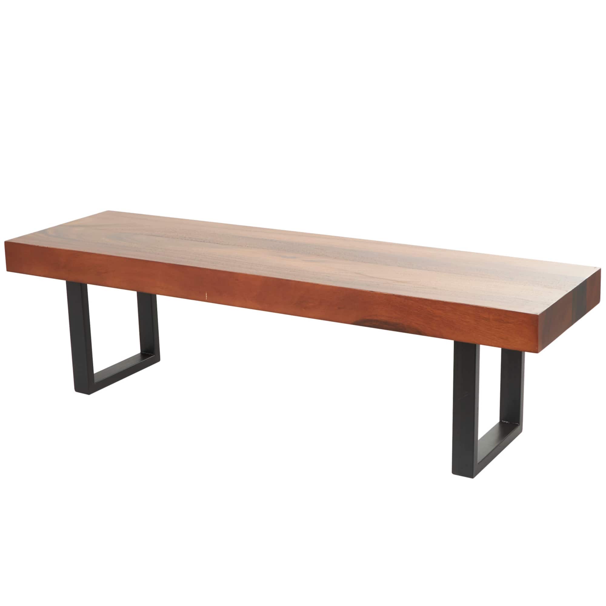 5ft. Wood Bench with Black Metal Legs